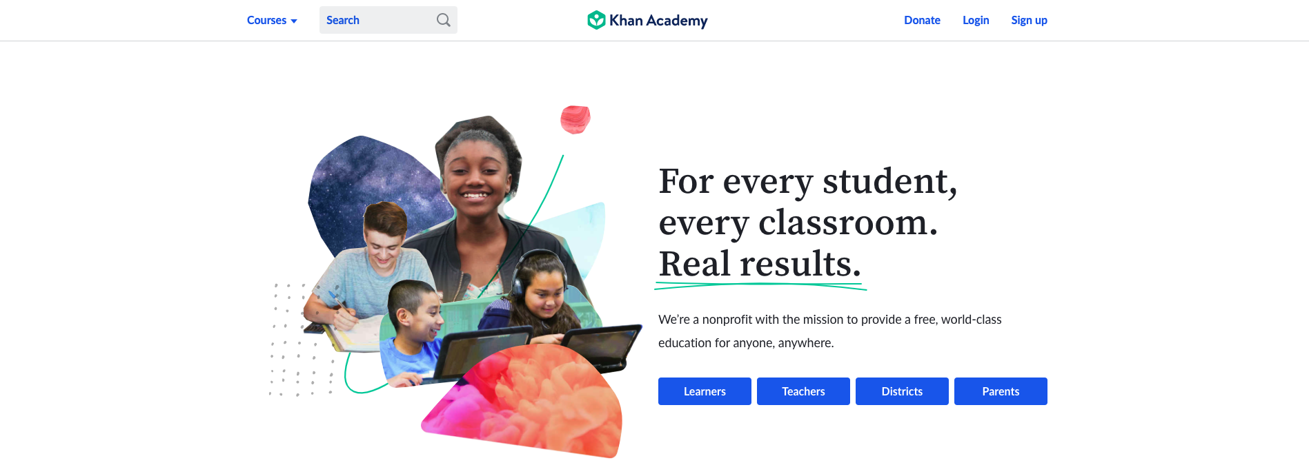 Khan Academy Landing Page