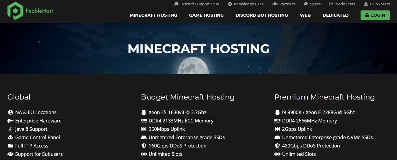 Minecraft server hosting PebbleHost