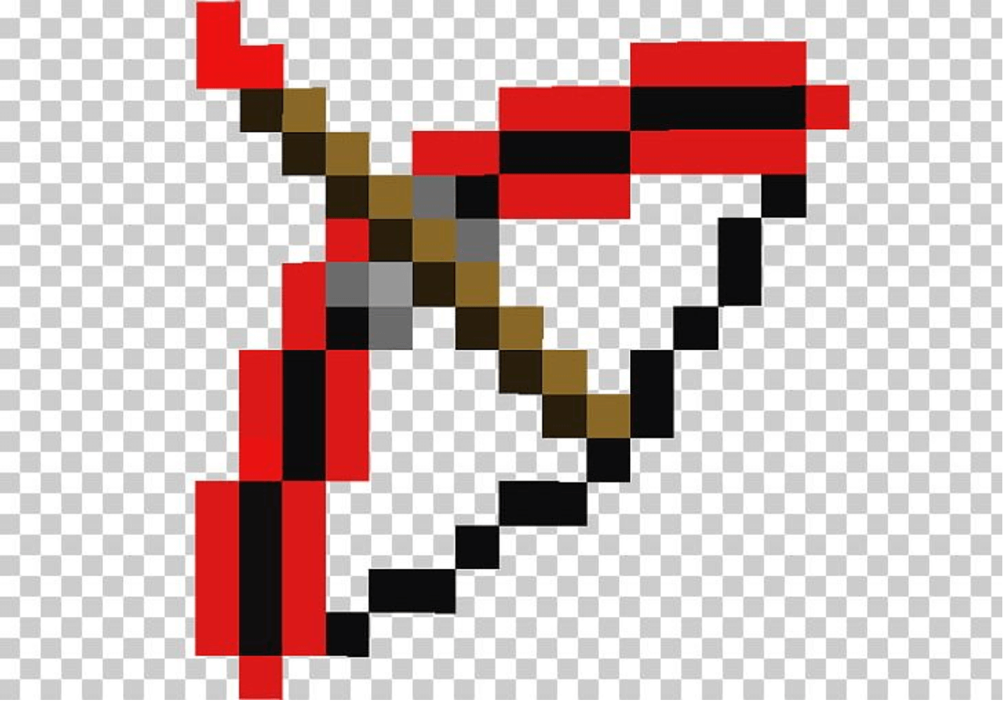 pixel art of red minecraft bow
