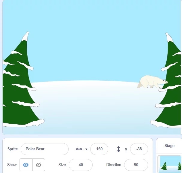 Simple animation created by elementary students using coding