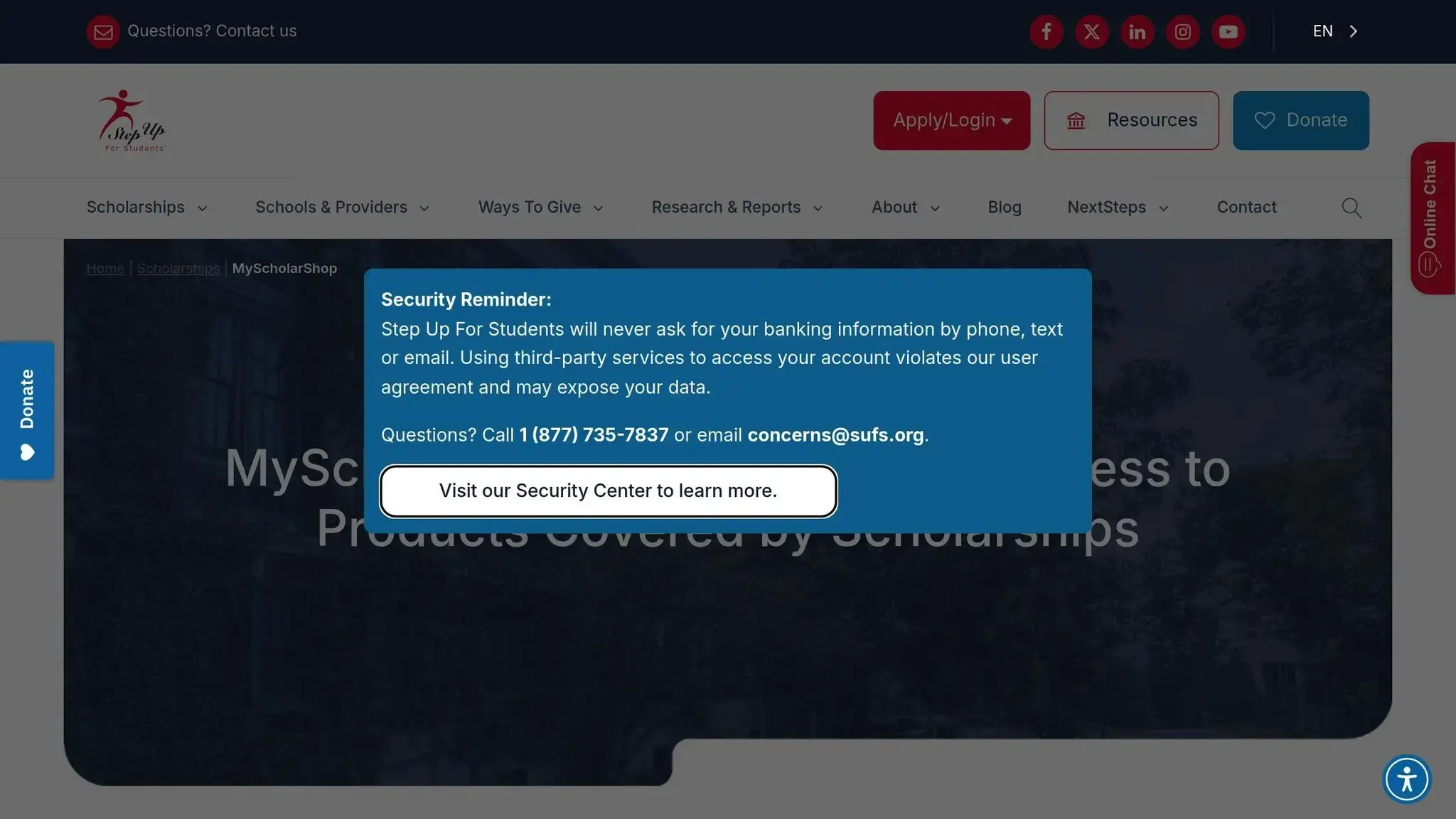 MyScholarship Home Page