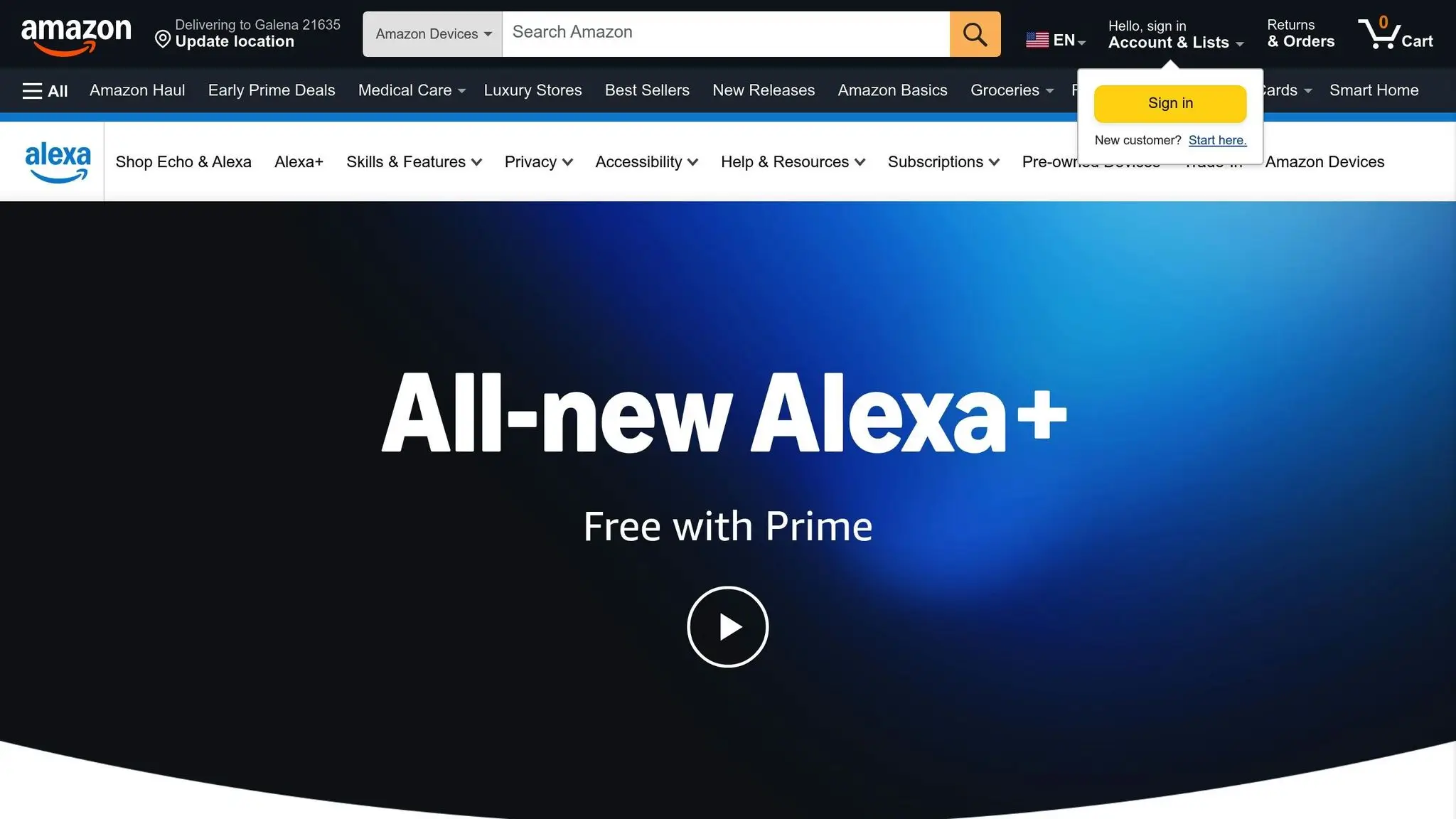 Amazon Alexa Home Page
