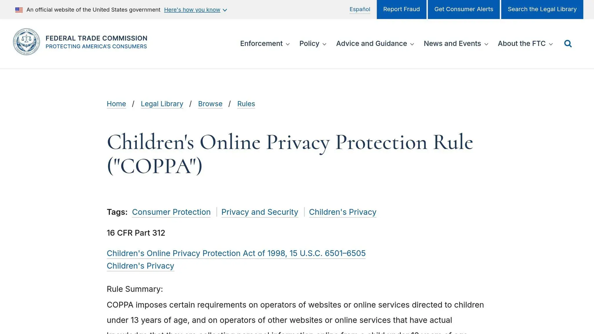 COPPA Home Page