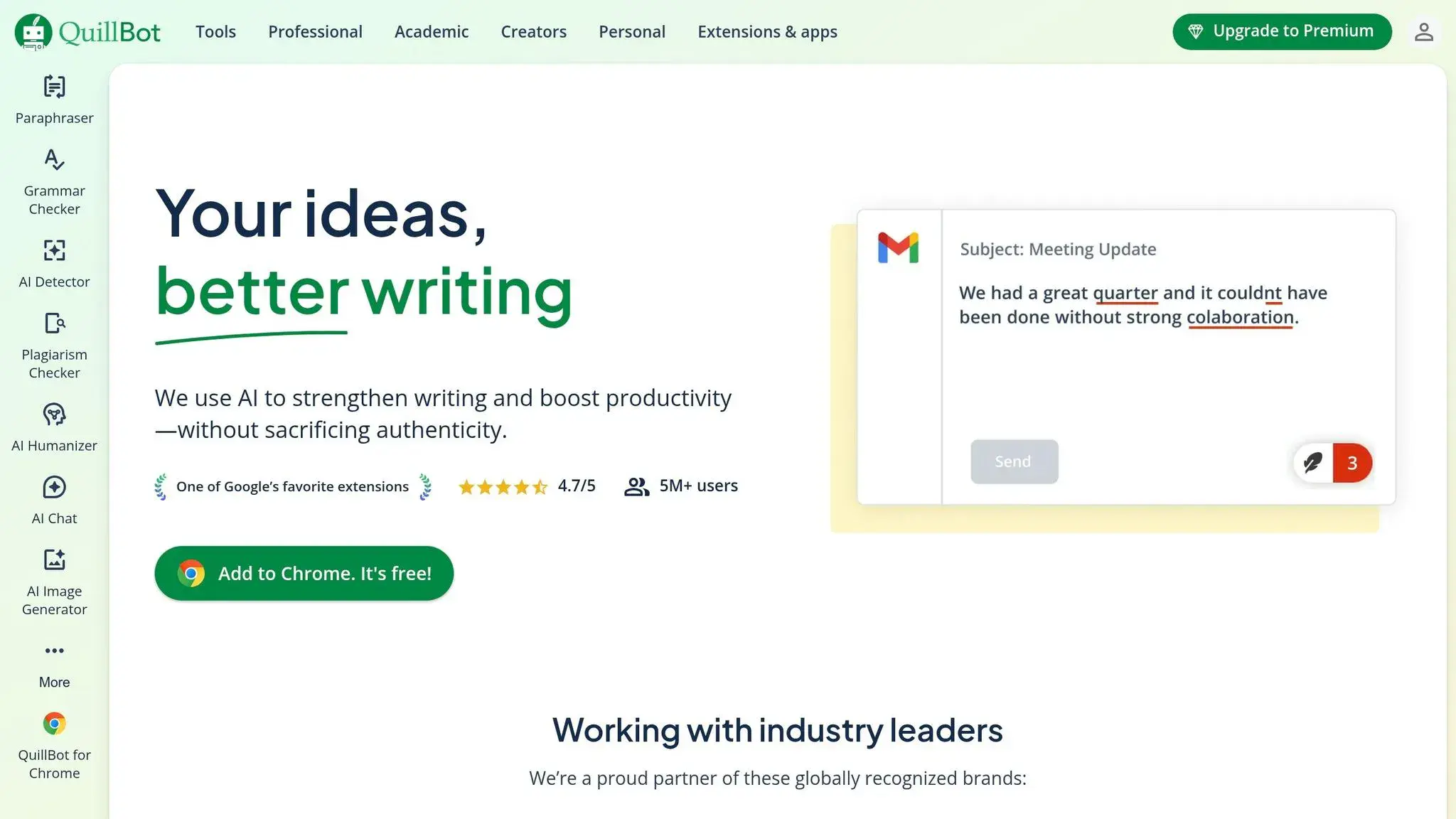 QuillBot Home Page