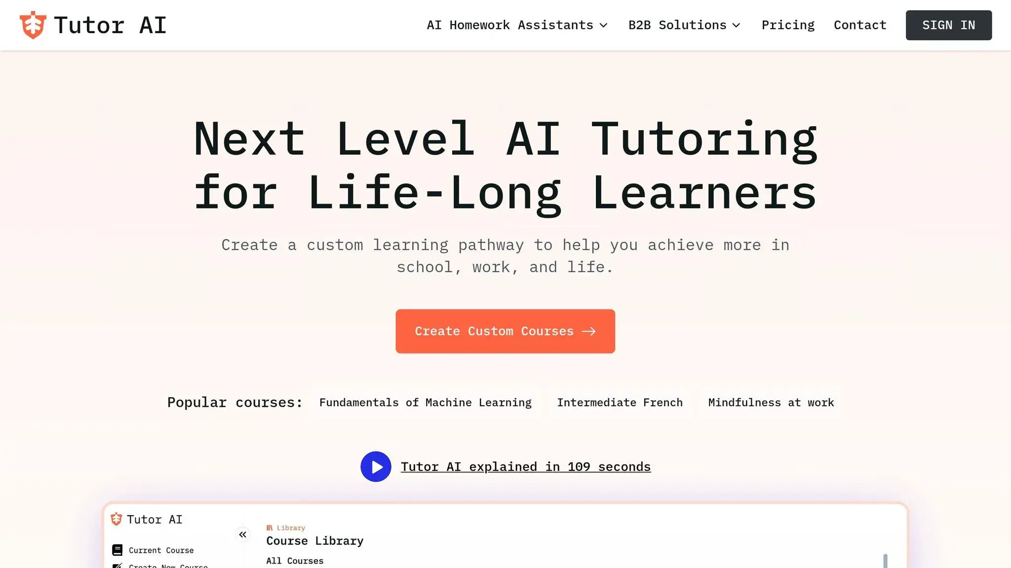 Tutor AI Home Page
