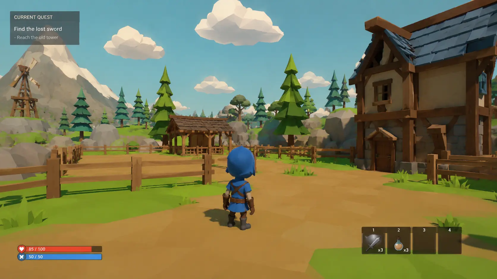 Screenshot of a 3D open-world game built in Unity